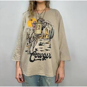 NEW PAPERLACE vintage cowgirl tee in khaki
